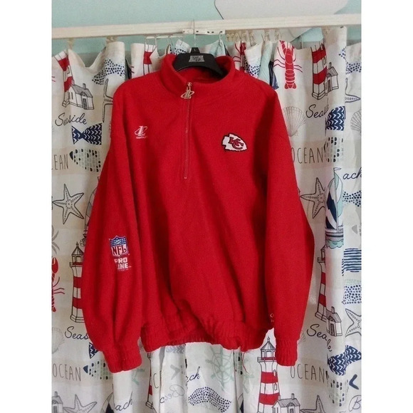 Vintage Kansas City Chiefs 1/4 Zip Fleece Jacket Pro Line Logo Athletic XL - Picture 11 of 11